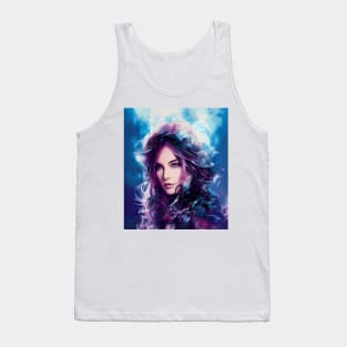 Vibrant Ice Beautiful Young Woman Color Smear Abstract Tank Top